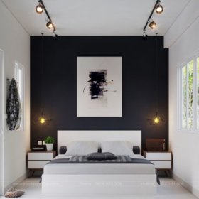 czarna sciana w sypialni Zdj home-designingCom